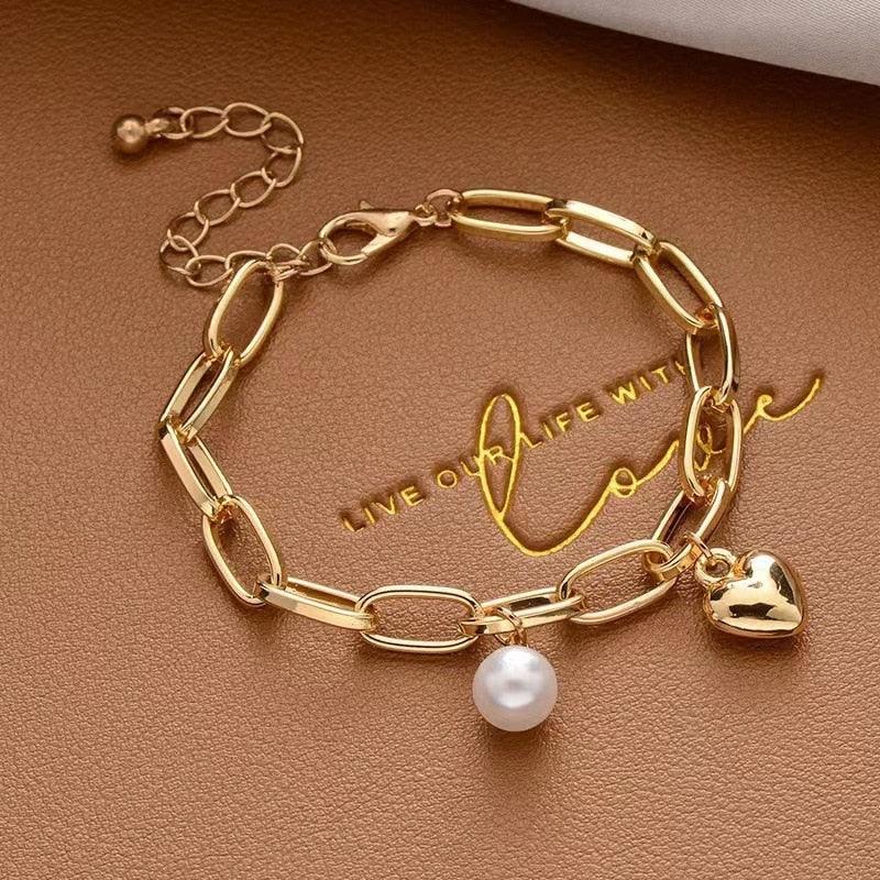 Bracelete - Pearl Chain Dourado Feminino