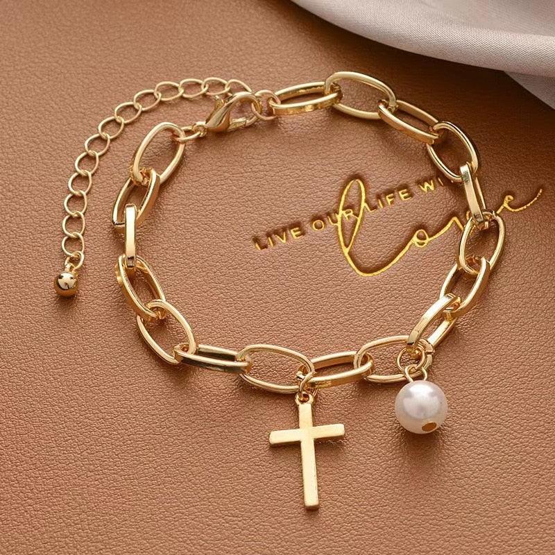 Bracelete - Pearl Chain Dourado Feminino